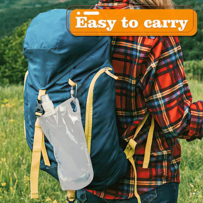 4 Pack Collapsible Water Bottles, Foldable Water Bottles for Traveling, Soft Water Bottle for Hiking, Running, Camping with 4 Loops - Image 6