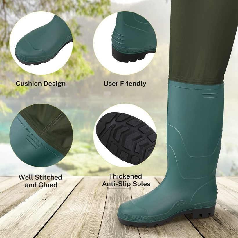 Gonex Chest Waders Hunting Fishing Waders for Men Women Waterproof 70D Nylon Wader for Duck Hunting Fishing Green, Sizes 8-13 - Image 3