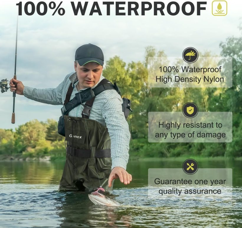 Gonex Chest Waders Hunting Fishing Waders for Men Women Waterproof 70D Nylon Wader for Duck Hunting Fishing Green, Sizes 8-13 - Image 4