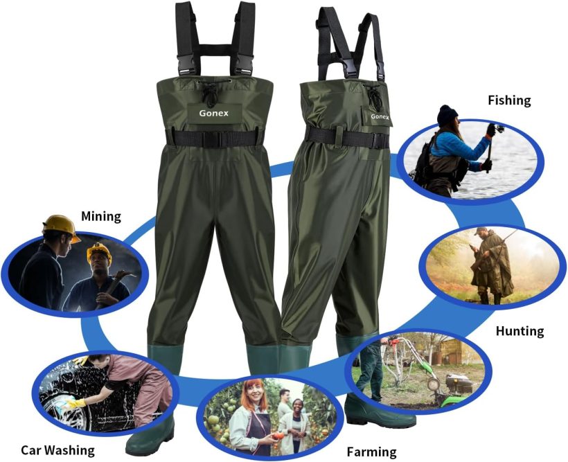 Gonex Chest Waders Hunting Fishing Waders for Men Women Waterproof 70D Nylon Wader for Duck Hunting Fishing Green, Sizes 8-13 - Image 5