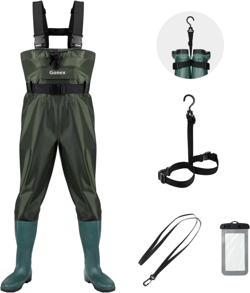Gonex Chest Waders Hunting Fishing Waders for Men Women Waterproof 70D Nylon Wader for Duck Hunting Fishing Green, Sizes 8-13 - Image 6