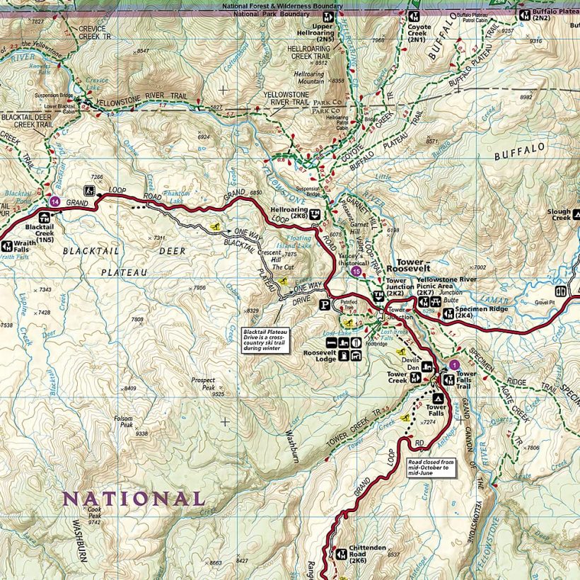 Yellowstone National Park Map (National Geographic Trails Illustrated Map, 201) - Image 2
